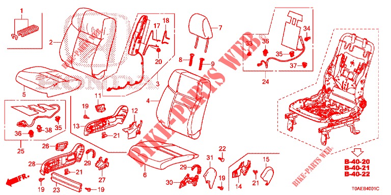 ASIENTO DELANTERO/CINTURONES DE SEGURIDAD (D.) para Honda CR-V 2.0 EXCLUSIVE L 5 Puertas 6 velocidades manual 2015