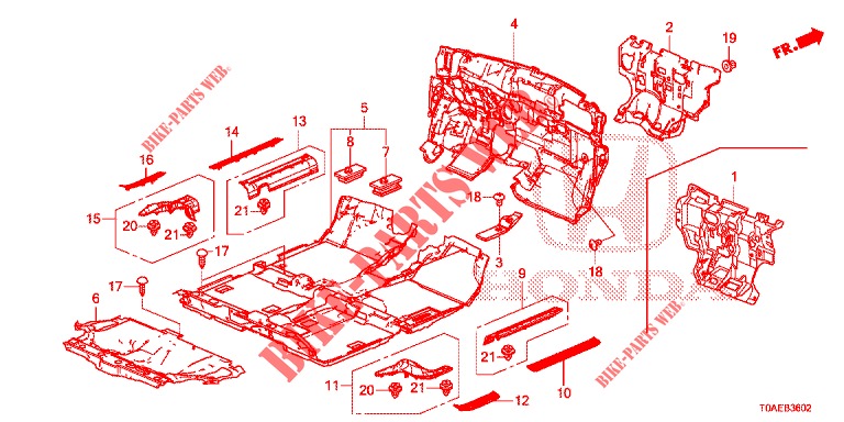ALFOMBRA DE PISO/AISLADOR (3) para Honda CR-V 2.0 EXCLUSIVE L 5 Puertas 5 velocidades automática 2015