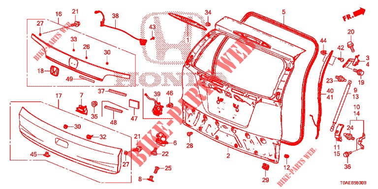 PANEL DE PUERTA TRASERA(2D)  para Honda CR-V 2.0 EXCLUSIVE L 5 Puertas 5 velocidades automática 2015