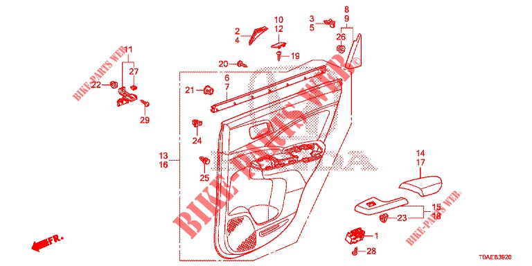 RECUBRIMIENTO DE PUERTA(4D)  para Honda CR-V 2.0 EXCLUSIVE L 5 Puertas 5 velocidades automática 2015