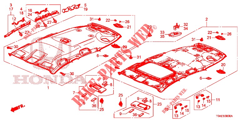 RECUBRIMIENTO DE TECHO (1) para Honda CR-V 2.0 EXCLUSIVE L 5 Puertas 5 velocidades automática 2015