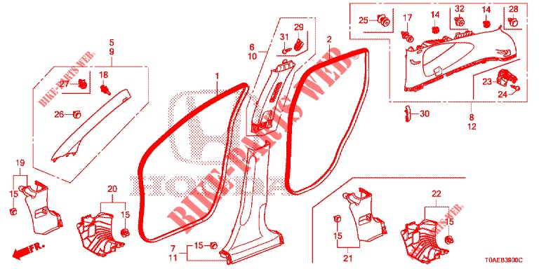 GUARNICION DE PILAR  para Honda CR-V 2.0 S 5 Puertas 6 velocidades manual 2015