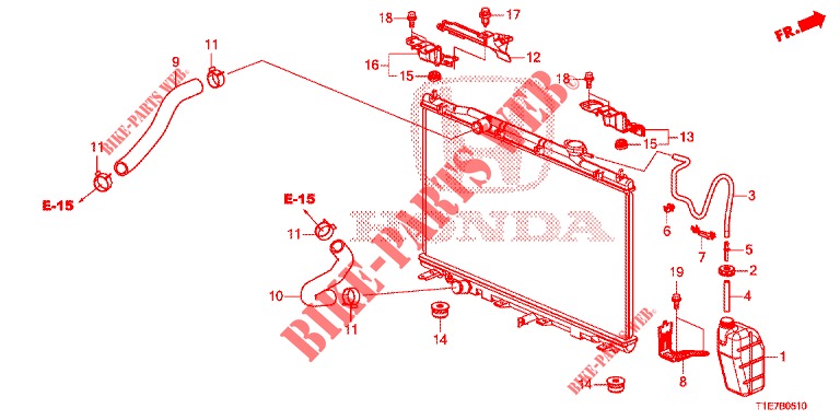 MANGUERA DE RADIADOR/TANQUE DE RESERVA (1) para Honda CR-V 2.0 S 5 Puertas 6 velocidades manual 2018