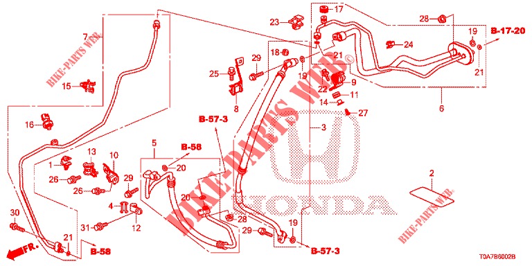 ACONDICIONADOR DE AIRE (FLEXIBLES/TUYAUX) (DIESEL) (2.2L) (LH) para Honda CR-V DIESEL 2.2 ELEGANCE 5 Puertas 5 velocidades automática 2014
