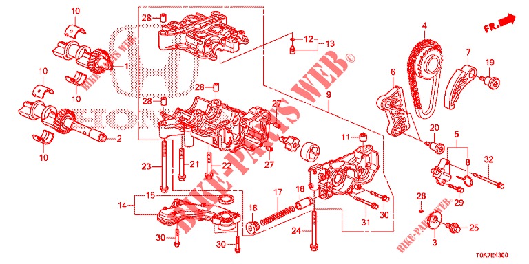 BOMBA DE ACEITE (DIESEL) (2.2L) para Honda CR-V DIESEL 2.2 EXCLUSIVE NAVI 5 Puertas 5 velocidades automática 2014