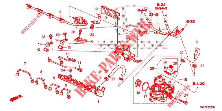 CARRIL DE COMBUSTIBLE/BOMBA DE PRESION ALTA (DIESEL) (2.2L) para Honda CR-V DIESEL 2.2 EXCLUSIVE 5 Puertas 6 velocidades manual 2013