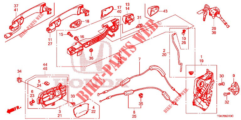 CERRADURAS DE PUERTA DEL./MANIJA EXTERIOR  para Honda CR-V DIESEL 2.2 EXCLUSIVE 5 Puertas 6 velocidades manual 2013