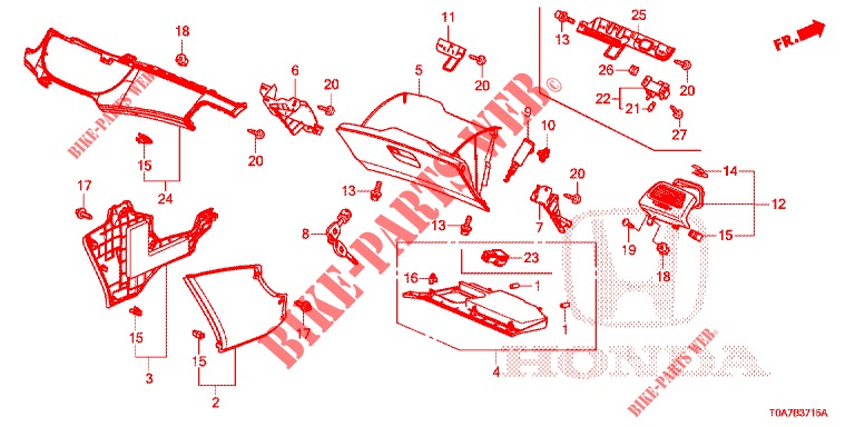 GUARNICION DE INSTRUMENTO (COTE DE PASSAGER) (LH) para Honda CR-V DIESEL 2.2 EXCLUSIVE 5 Puertas 6 velocidades manual 2013