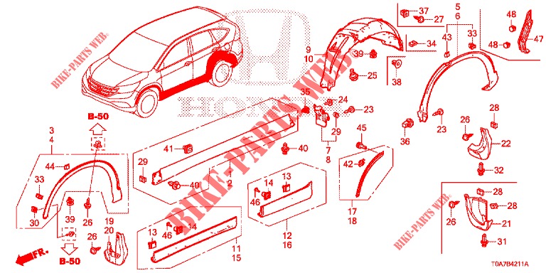 GUARNICION DE LARGUERO LATERAL/PROTECTOR  para Honda CR-V DIESEL 2.2 EXCLUSIVE 5 Puertas 6 velocidades manual 2013