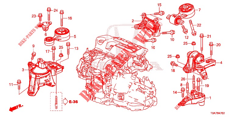 SOPORTES DE MOTOR (DIESEL) (2.2L) (MT) para Honda CR-V DIESEL 2.2 EXCLUSIVE 5 Puertas 6 velocidades manual 2013