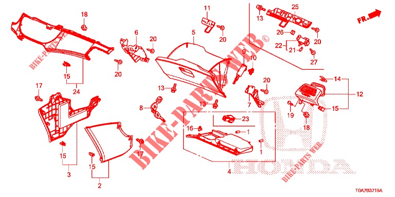 GUARNICION DE INSTRUMENTO (COTE DE PASSAGER) (LH) para Honda CR-V DIESEL 2.2 ELEGANCE 5 Puertas 5 velocidades automática 2013