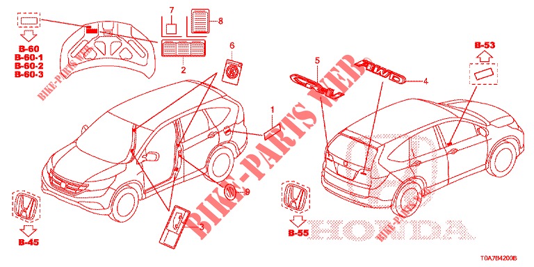 EMBLEMAS/ETIQUETAS DE PRECAUCION  para Honda CR-V DIESEL 2.2 EXCLUSIVE 5 Puertas 5 velocidades automática 2013