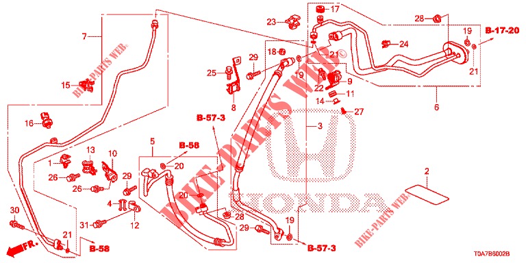 ACONDICIONADOR DE AIRE (FLEXIBLES/TUYAUX) (DIESEL) (2.2L) (LH) para Honda CR-V DIESEL 2.2 EXECUTIVE NAVI 5 Puertas 6 velocidades manual 2013