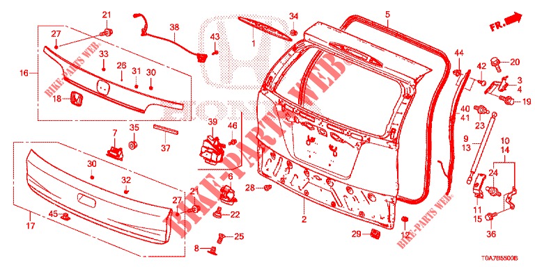 PANEL DE PUERTA TRASERA(2D)  para Honda CR-V DIESEL 2.2 EXECUTIVE NAVI 5 Puertas 6 velocidades manual 2013