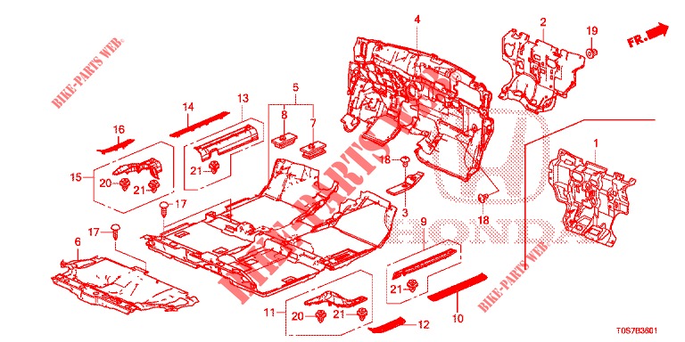 ALFOMBRA DE PISO/AISLADOR (2) para Honda CR-V DIESEL 1.6 EXECUTIVE NAVI 4WD 5 Puertas 6 velocidades manual 2016