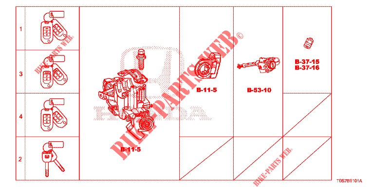 CILINDRO DE CHAVETA(LH)  para Honda CR-V DIESEL 1.6 EXECUTIVE NAVI 4WD 5 Puertas 6 velocidades manual 2016