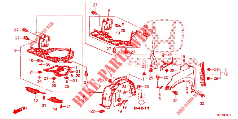 GUARDABARROS DELANTERO (2) para Honda CR-V DIESEL 1.6 EXECUTIVE NAVI 4WD 5 Puertas 6 velocidades manual 2016