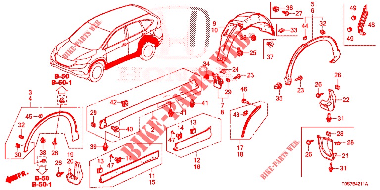 GUARNICION DE LARGUERO LATERAL/PROTECTOR  para Honda CR-V DIESEL 1.6 EXECUTIVE NAVI 4WD 5 Puertas 6 velocidades manual 2016