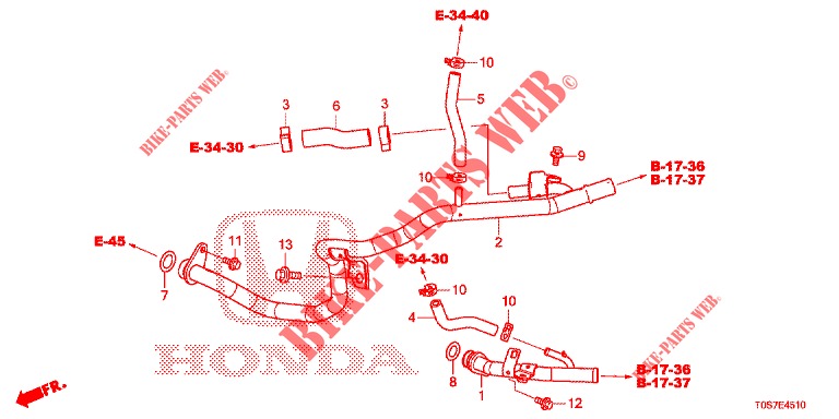 MANGUERA DE AGUA/CONDUCTO DE CALEFACTOR (DIESEL) (1) para Honda CR-V DIESEL 1.6 EXECUTIVE NAVI 4WD 5 Puertas 6 velocidades manual 2016