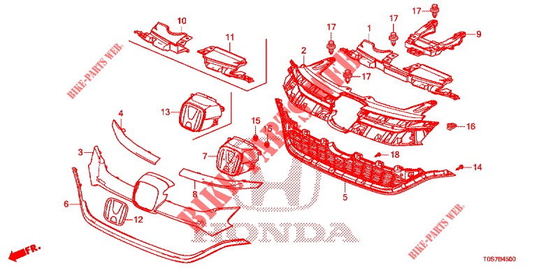 PARRILLA DELANTERA/MOLDURA  para Honda CR-V DIESEL 1.6 EXECUTIVE NAVI 4WD 5 Puertas 6 velocidades manual 2016