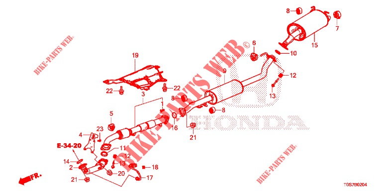 TUBERIA DE ESCAPE/SILENCIADOR (DIESEL) (2) para Honda CR-V DIESEL 1.6 EXECUTIVE NAVI 4WD 5 Puertas 6 velocidades manual 2016