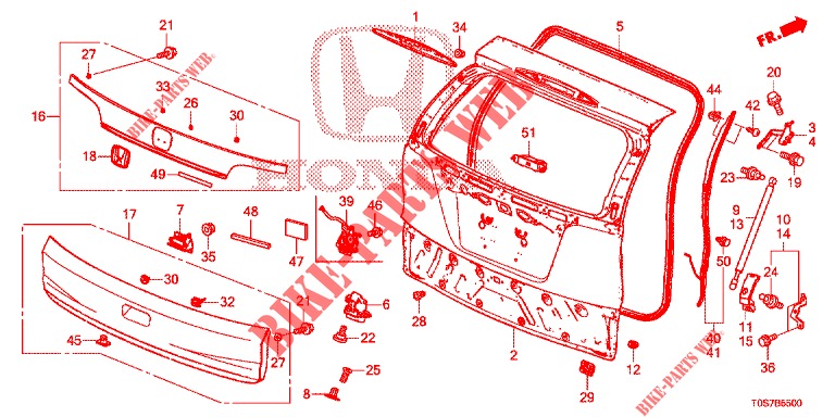 PANEL DE PUERTA TRASERA(2D)  para Honda CR-V DIESEL 1.6 EXCLUSIVE NAVI 4WD 5 Puertas 6 velocidades manual 2016