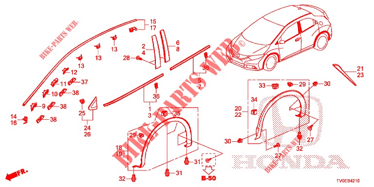 MOLDURA/PROTECTOR  para Honda CIVIC 1.8 COMFORT 5 Puertas 5 velocidades automática 2014
