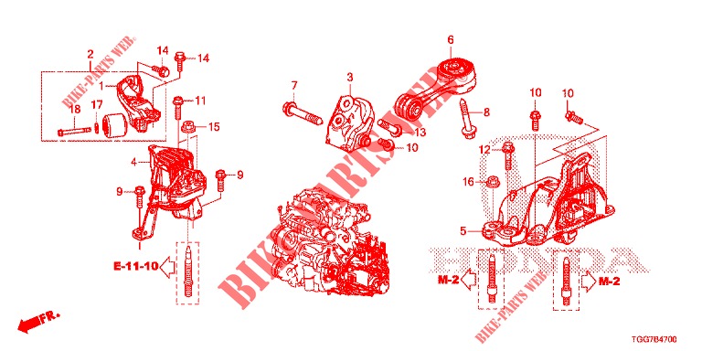 SOPORTES DE MOTOR (1,0 L) (MT) para Honda CIVIC  1.0 MID BLACK EDITION 5 Puertas 6 velocidades manual 2018