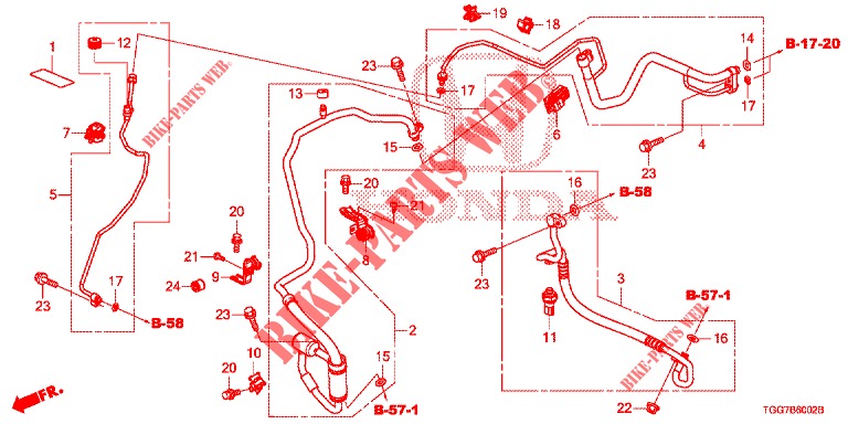 ACONDICIONADOR DE AIRE (FLEXIBLES/TUYAUX) (1.5L) (LH) para Honda CIVIC 1.5 SPORT NAVI 5 Puertas 6 velocidades manual 2018