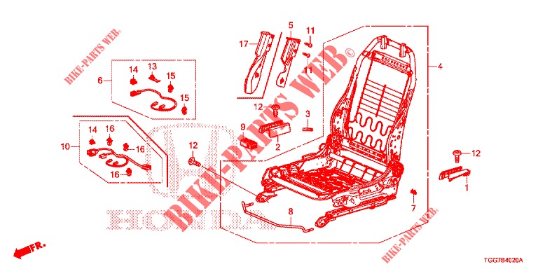 ASIENTO DEL. (D.) (SIEGE REGLAGE MANUEL) (1) para Honda CIVIC 1.5 SPORT NAVI 5 Puertas 6 velocidades manual 2018