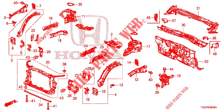 CONTENCION DELANTERA/TABLERO  para Honda CIVIC 1.5 SPORT NAVI 5 Puertas 6 velocidades manual 2018