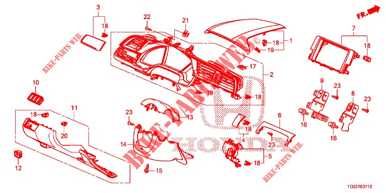 GUARNICION DE INSTRUMENTO (COTE DE CONDUCTEUR) (LH) para Honda CIVIC 1.5 SPORT NAVI 5 Puertas 6 velocidades manual 2018