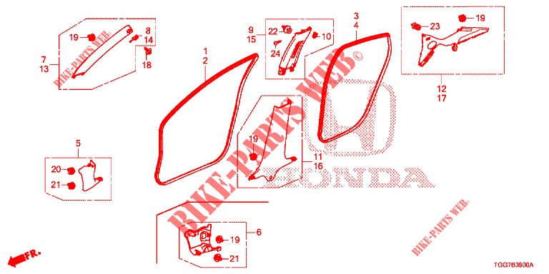 GUARNICION DE PILAR (LH) para Honda CIVIC 1.5 SPORT NAVI 5 Puertas 6 velocidades manual 2018