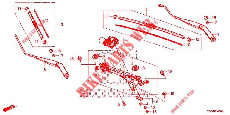 LIMPIAPARABRISAS (LH) para Honda CIVIC 1.5 SPORT NAVI 5 Puertas 6 velocidades manual 2018