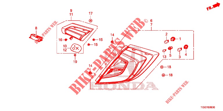 LUZ TRASERA/LUZ DE LICENCIA (PGM FI)  para Honda CIVIC 1.5 SPORT NAVI 5 Puertas 6 velocidades manual 2018
