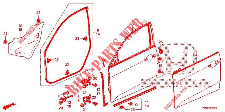 PANELES DE PUERTA DEL.(2D)  para Honda CIVIC 1.5 SPORT NAVI 5 Puertas 6 velocidades manual 2018