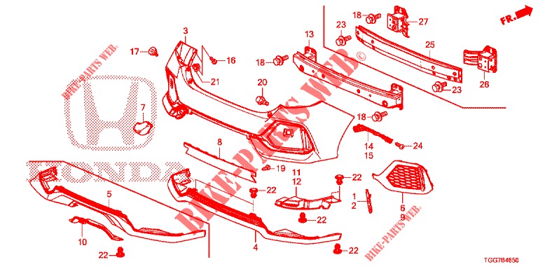 PARAGOLPES TRASERO  para Honda CIVIC 1.5 SPORT NAVI 5 Puertas 6 velocidades manual 2018