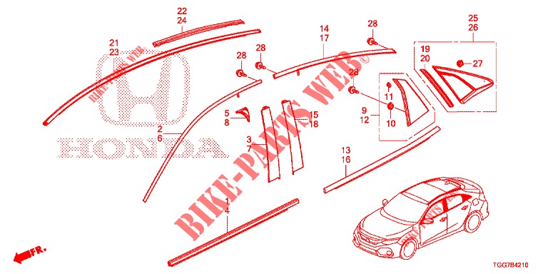 PARRILLA DELANTERA/MOLDURA  para Honda CIVIC 1.5 SPORT NAVI 5 Puertas 6 velocidades manual 2018