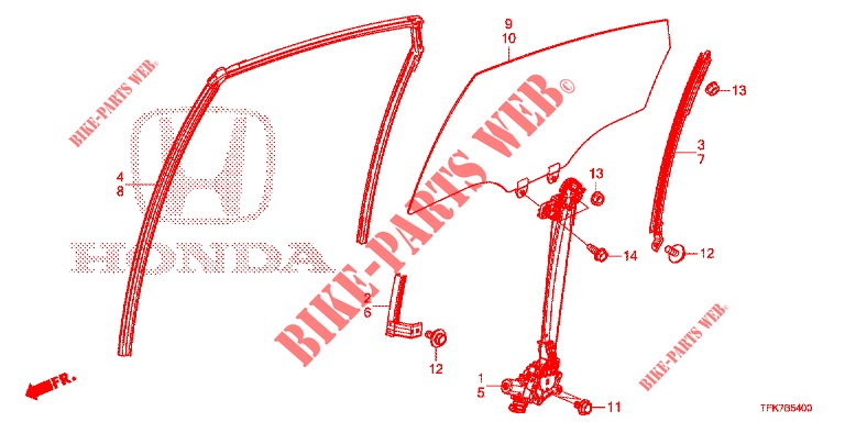 VIDRIO DE PUERTA TRASERA/REGULADOR DE PUERTA  para Honda CIVIC DIESEL 1.6 MID 4 Puertas 9 velocidades automática 2018