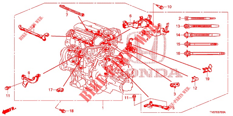 CONJ. DE CABLES DE MOTOR (1.4L) para Honda CIVIC 1.4 S 5 Puertas 6 velocidades manual 2013