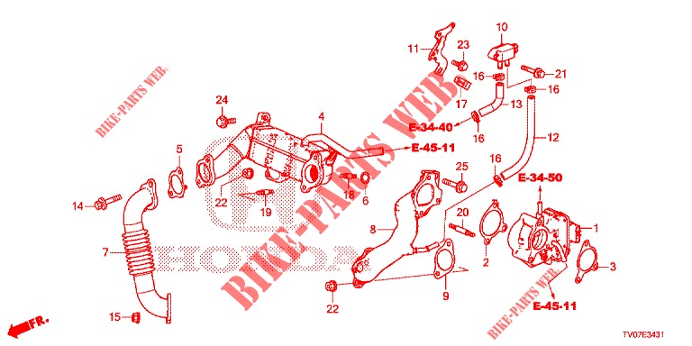 VÁLVULA RECIRC. GAS DE ESCAPE. BUCLE DE BAJA PRESIÓN (DIESEL) (1.6L) para Honda CIVIC DIESEL 1.6 S 5 Puertas 6 velocidades manual 2013