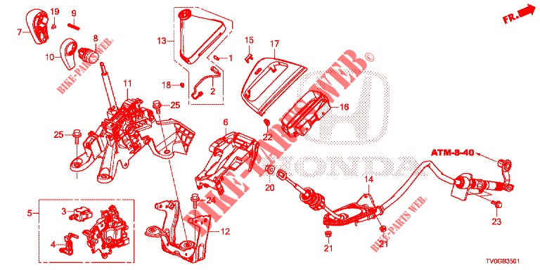 PALANCA SELECTORA (RH) para Honda CIVIC 1.8 ES 5 Puertas 5 velocidades automática 2015
