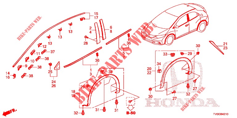 MOLDURA/PROTECTOR  para Honda CIVIC 1.8 EXGT 5 Puertas 5 velocidades automática 2015