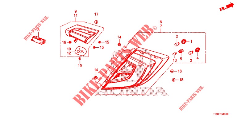 LUZ TRASERA/LUZ DE LICENCIA (PGM FI)  para Honda CIVIC  TYPE R 5 Puertas 6 velocidades manual 2017