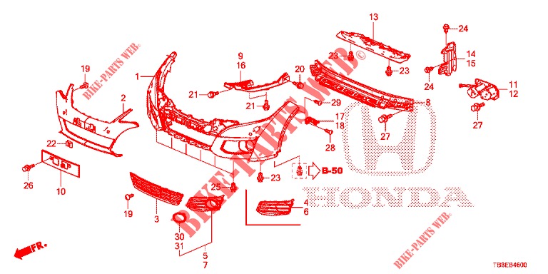 PARAGOLPES DELANTERO  para Honda CIVIC TOURER 1.8 EX 5 Puertas 5 velocidades automática 2015