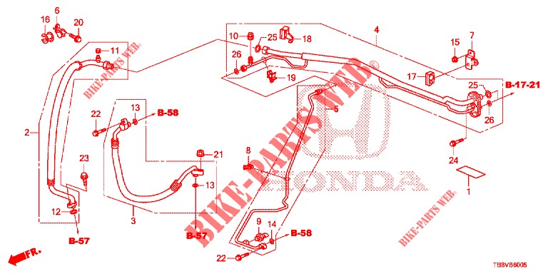 ACONDICIONADOR DE AIRE (FLEXIBLES/TUYAUX) (1.8L) (RH) para Honda CIVIC TOURER 1.8 ES 5 Puertas 5 velocidades automática 2017