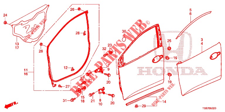 PANELES DE PUERTA DEL.(2D)  para Honda CIVIC TOURER 1.8 ES 5 Puertas 6 velocidades manual 2014