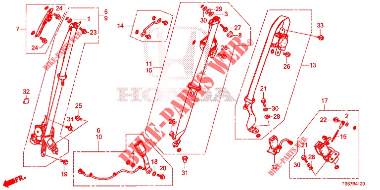 ASIENTO DELANTERO/CINTURONES DE SEGURIDAD  para Honda CIVIC TOURER 1.8 EXGT 5 Puertas 6 velocidades manual 2014