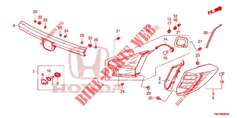 LUZ TRASERA/LUZ DE LICENCIA (PGM FI)  para Honda CIVIC TOURER 1.8 LIFESTYLE 5 Puertas 6 velocidades manual 2014
