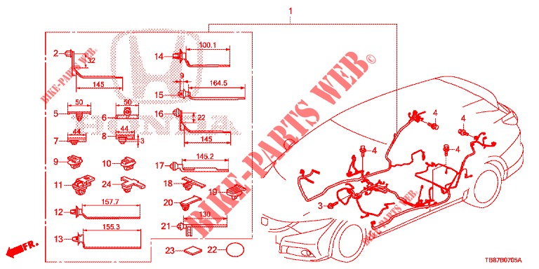 CONJUNTO DE ALAMBRES (3) (RH) para Honda CIVIC TOURER 1.8 SE 5 Puertas 6 velocidades manual 2014